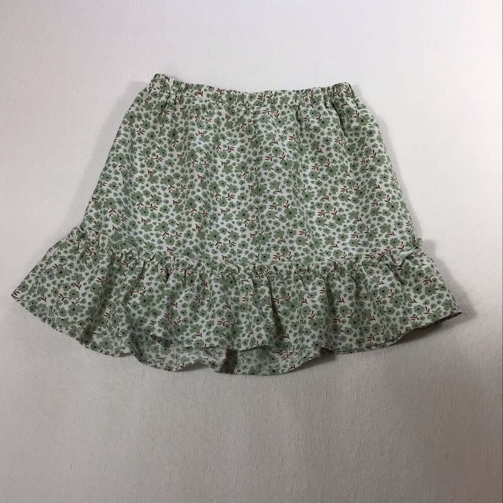 2 Hip Green Floral Ruffle Hem Mini Skirt Size L (Girls) Boho Summer